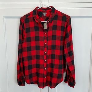 NWT Aerie Buffalo Check Button Down Small